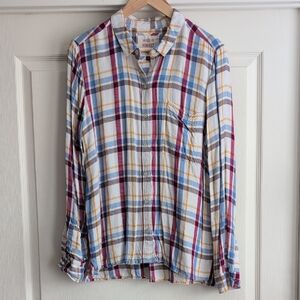 SO Perfect Shirt Button Down Multicolor Plaid Flannel Size XL